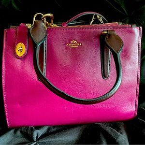 Coach deep purple leather and snakeskin pattern purse